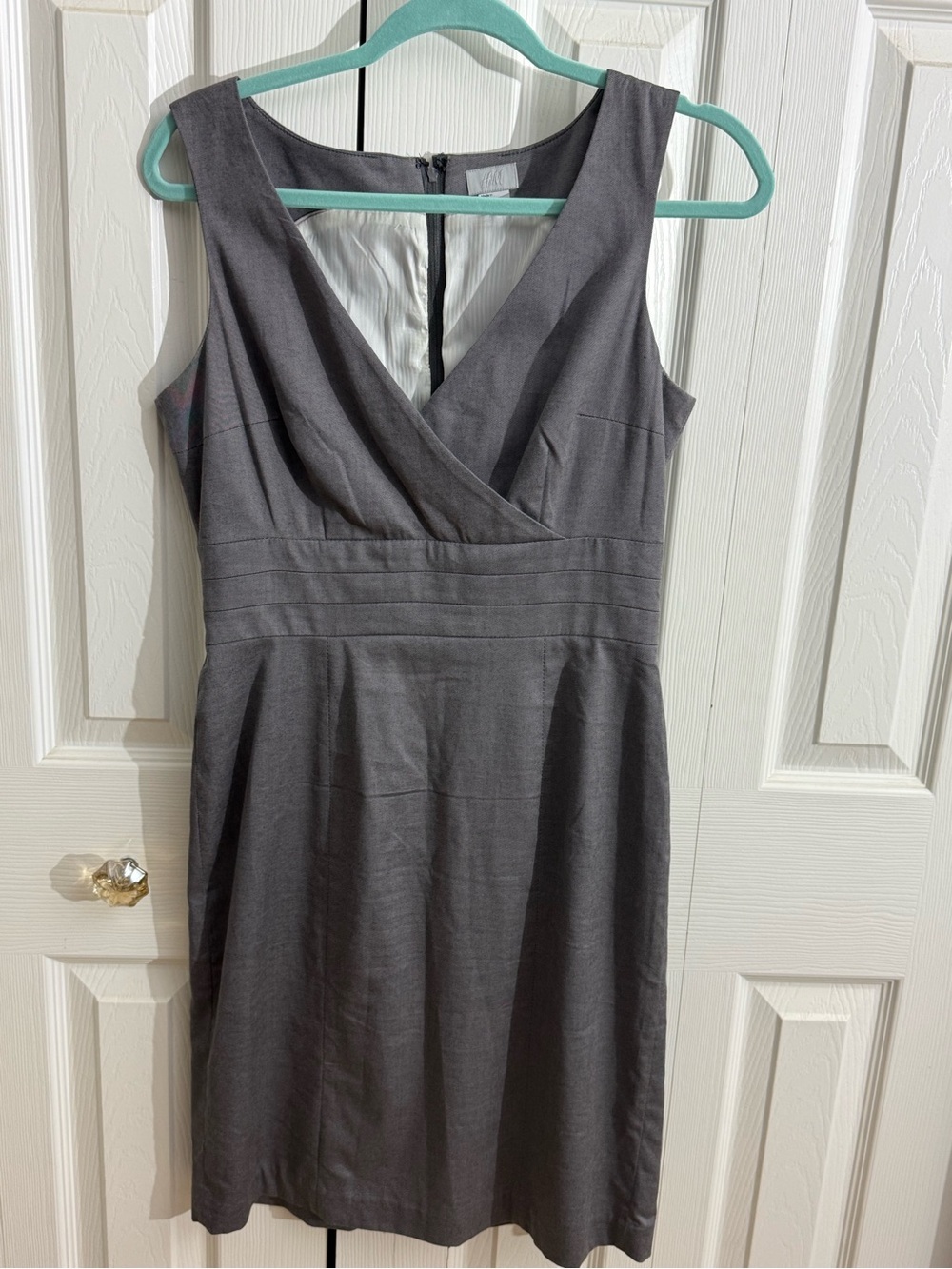 H&M Charcoal Gray Sleeveless Wrap-Front Sheath Dress